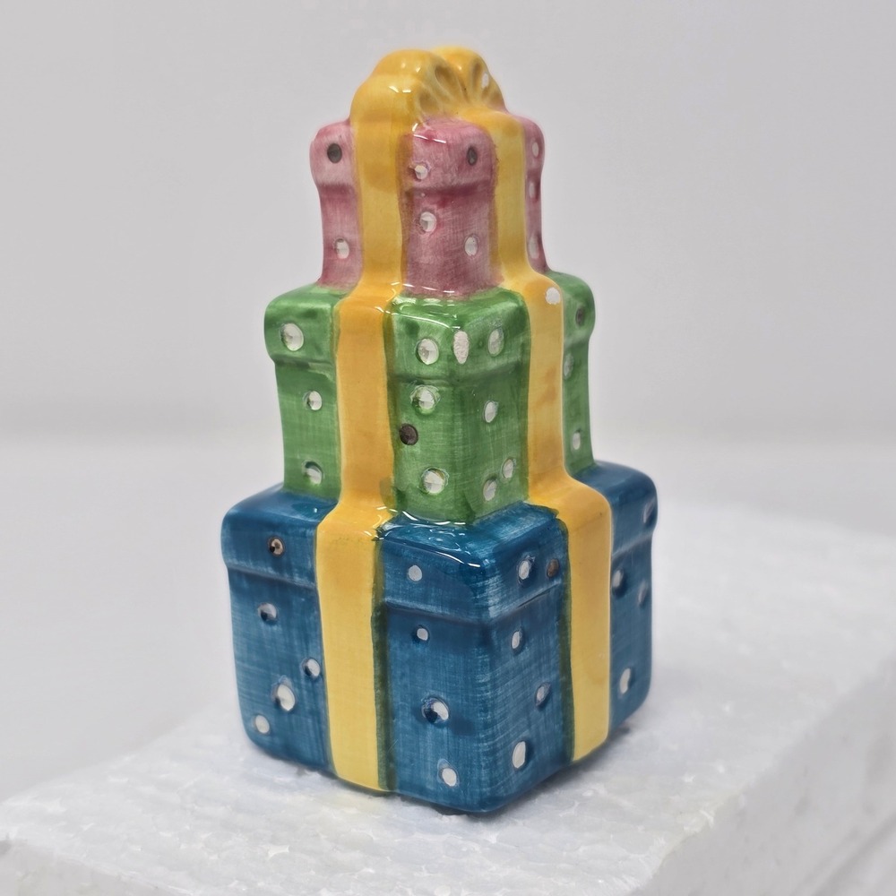 Nora Fleming Mini Birthday Presents Retired Stacked Gift Boxes Polka Dot NF
